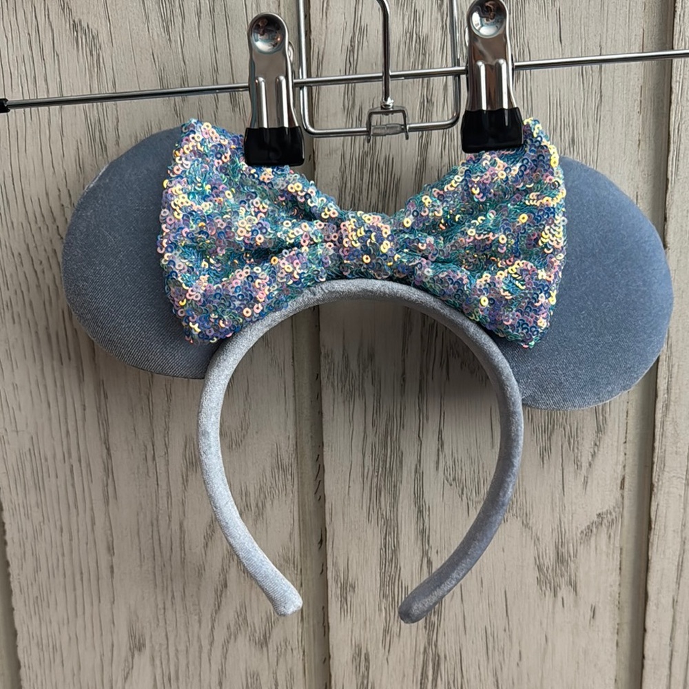 Blue Sequin Bow Mickey Ears Headband